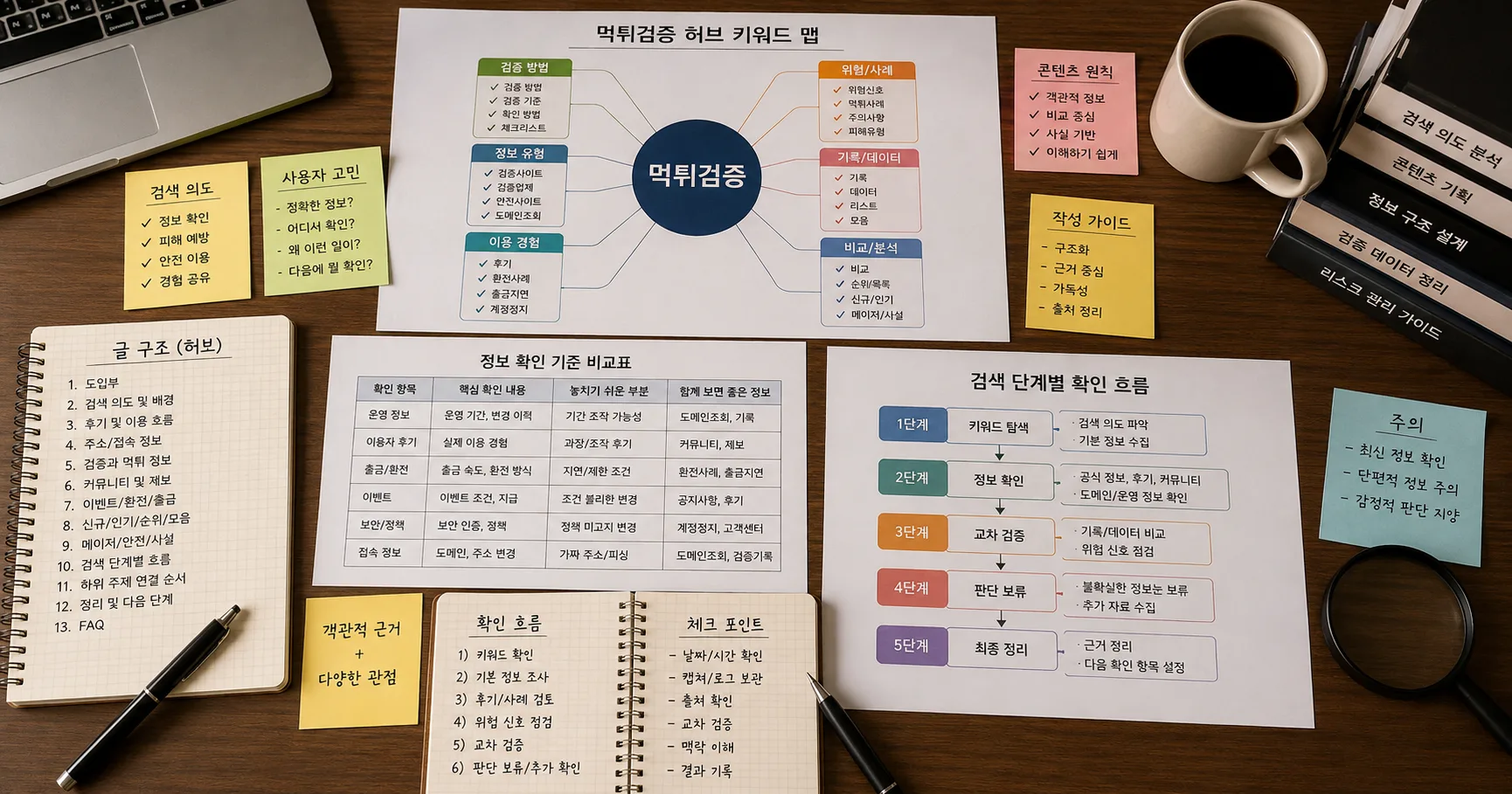 먹튀검증 검색 의도와 허브 전체 구조를 정리한 정보 이미지