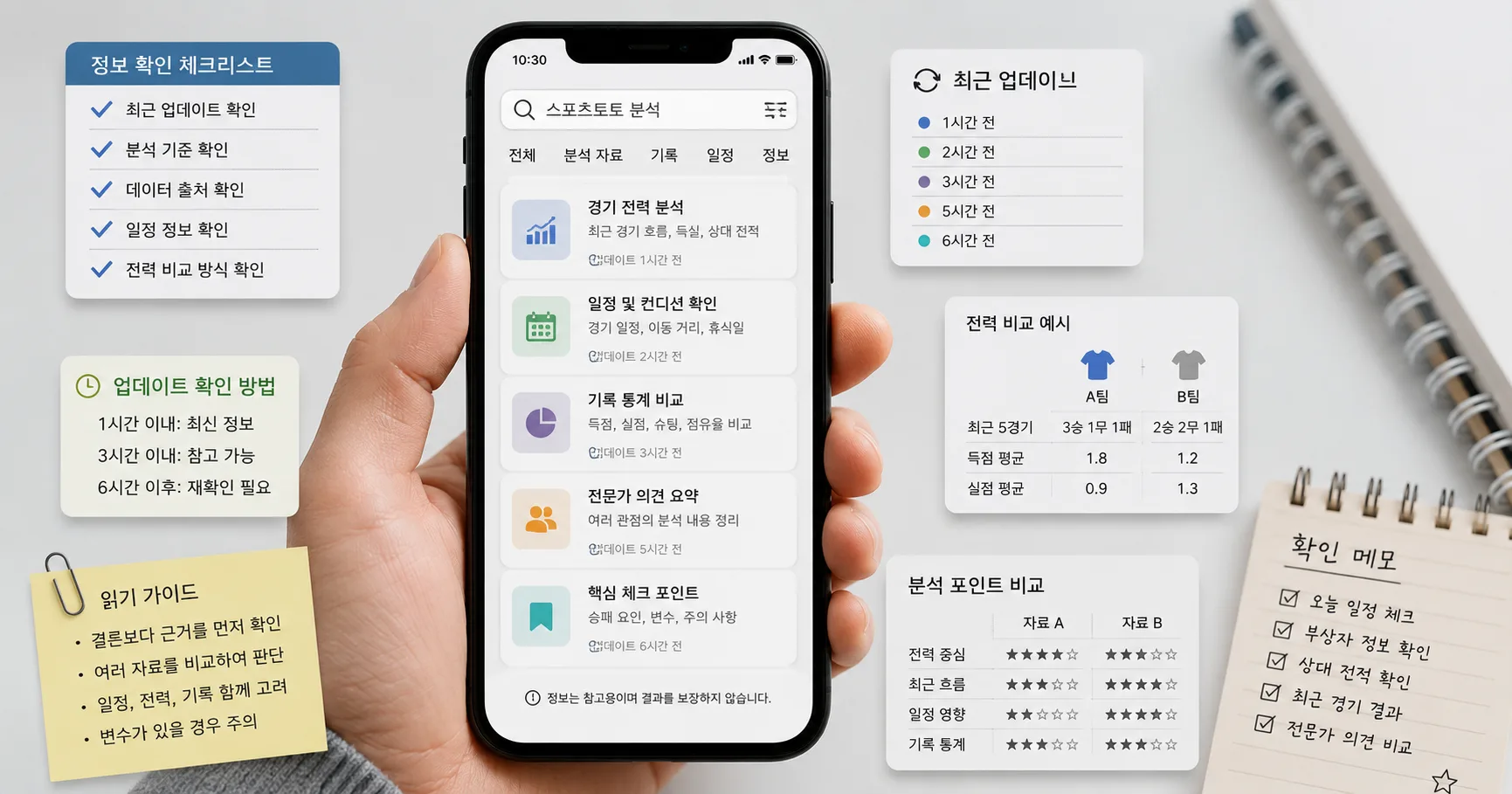 스포츠토토 분석 비교 기준과 주의사항을 정리한 정보 이미지