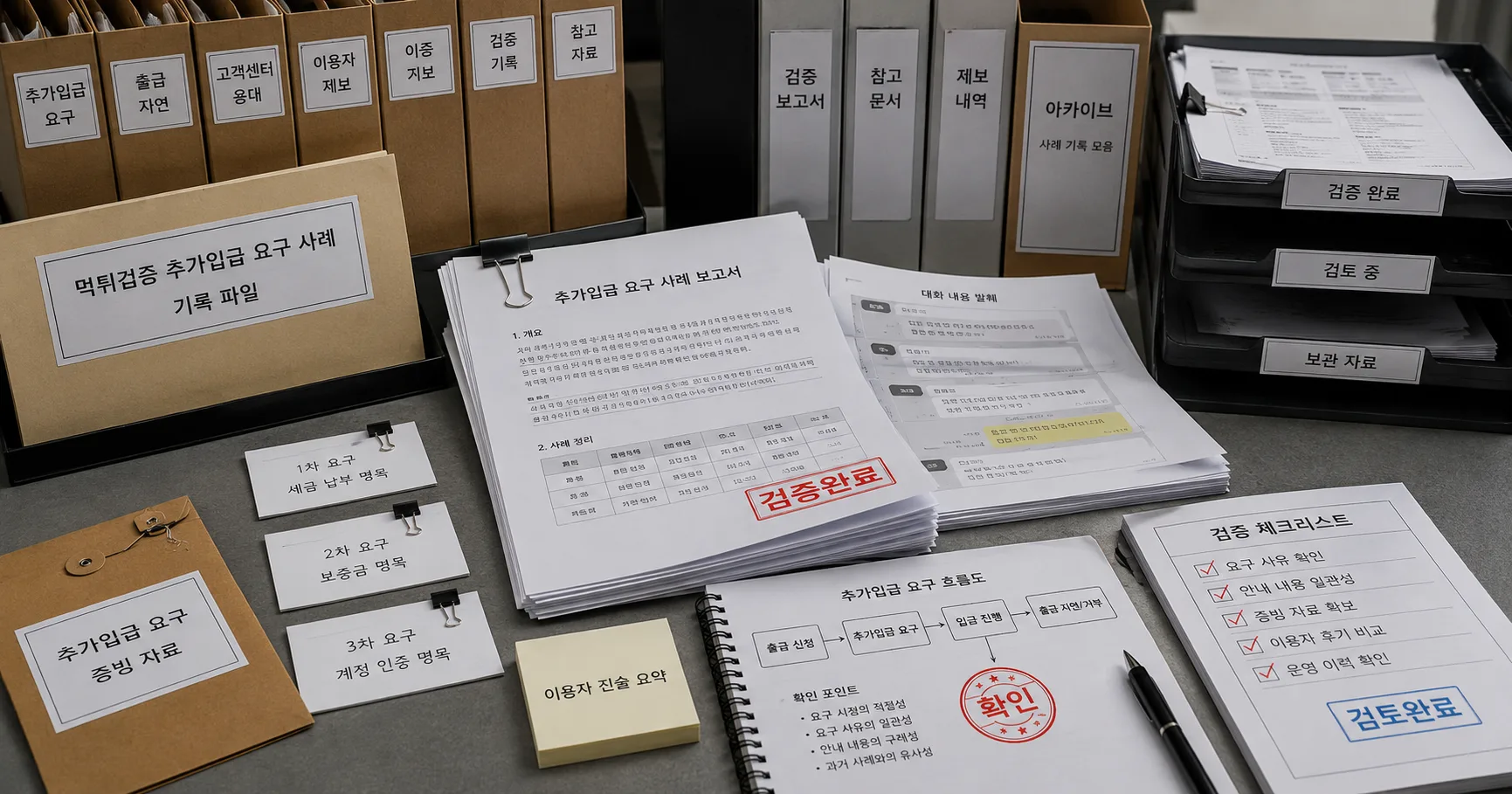 먹튀검증 추가입금 요구 사례 핵심 확인 흐름을 정리한 정보 이미지