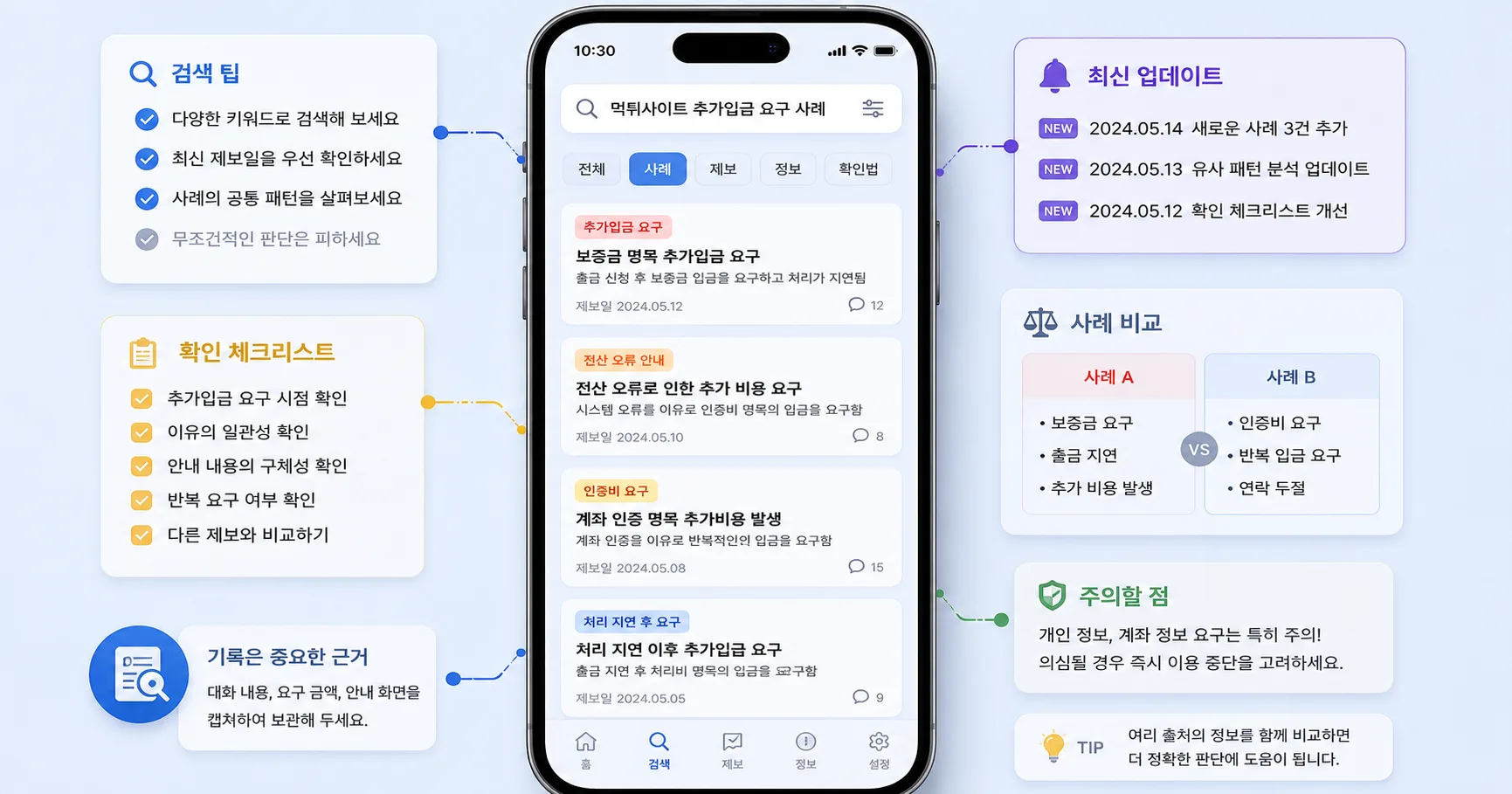 먹튀사이트 추가입금 요구 사례 비교 기준과 주의사항을 정리한 정보 이미지