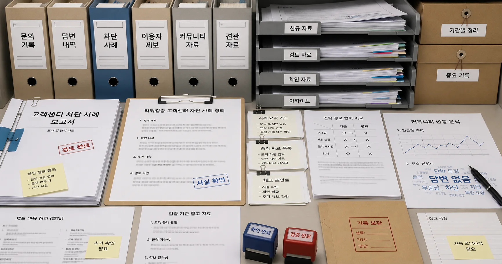 먹튀검증 고객센터 차단 사례 핵심 확인 흐름을 정리한 정보 이미지