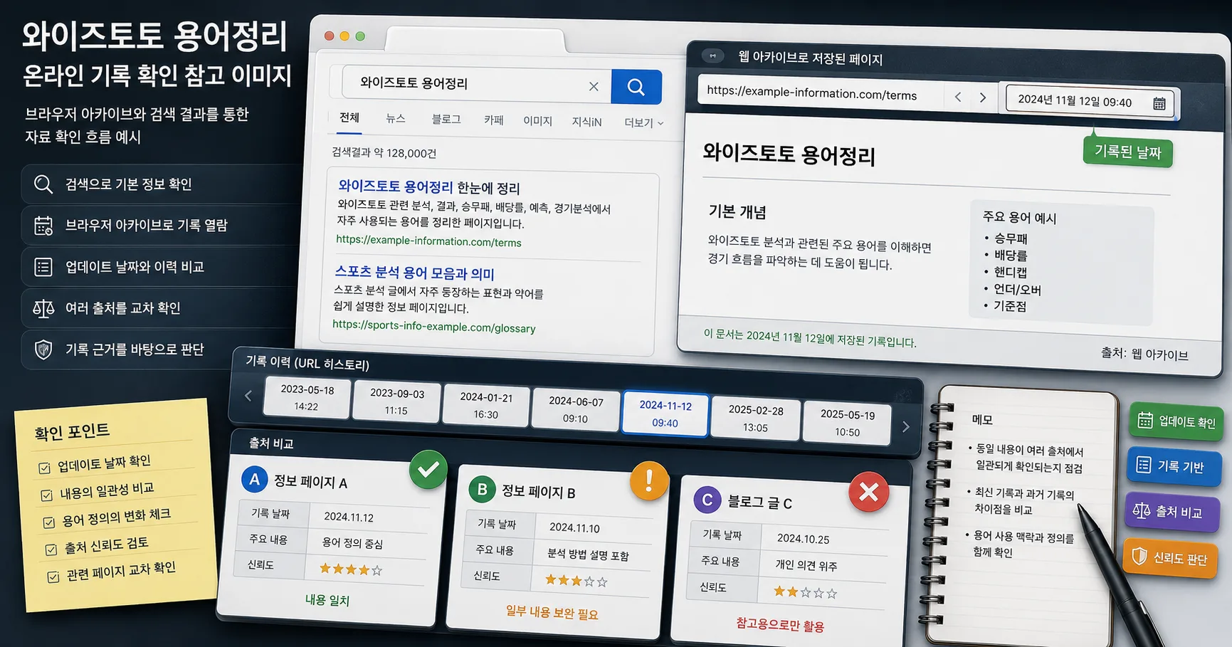 와이즈토토 용어정리 핵심 확인 흐름을 정리한 정보 이미지