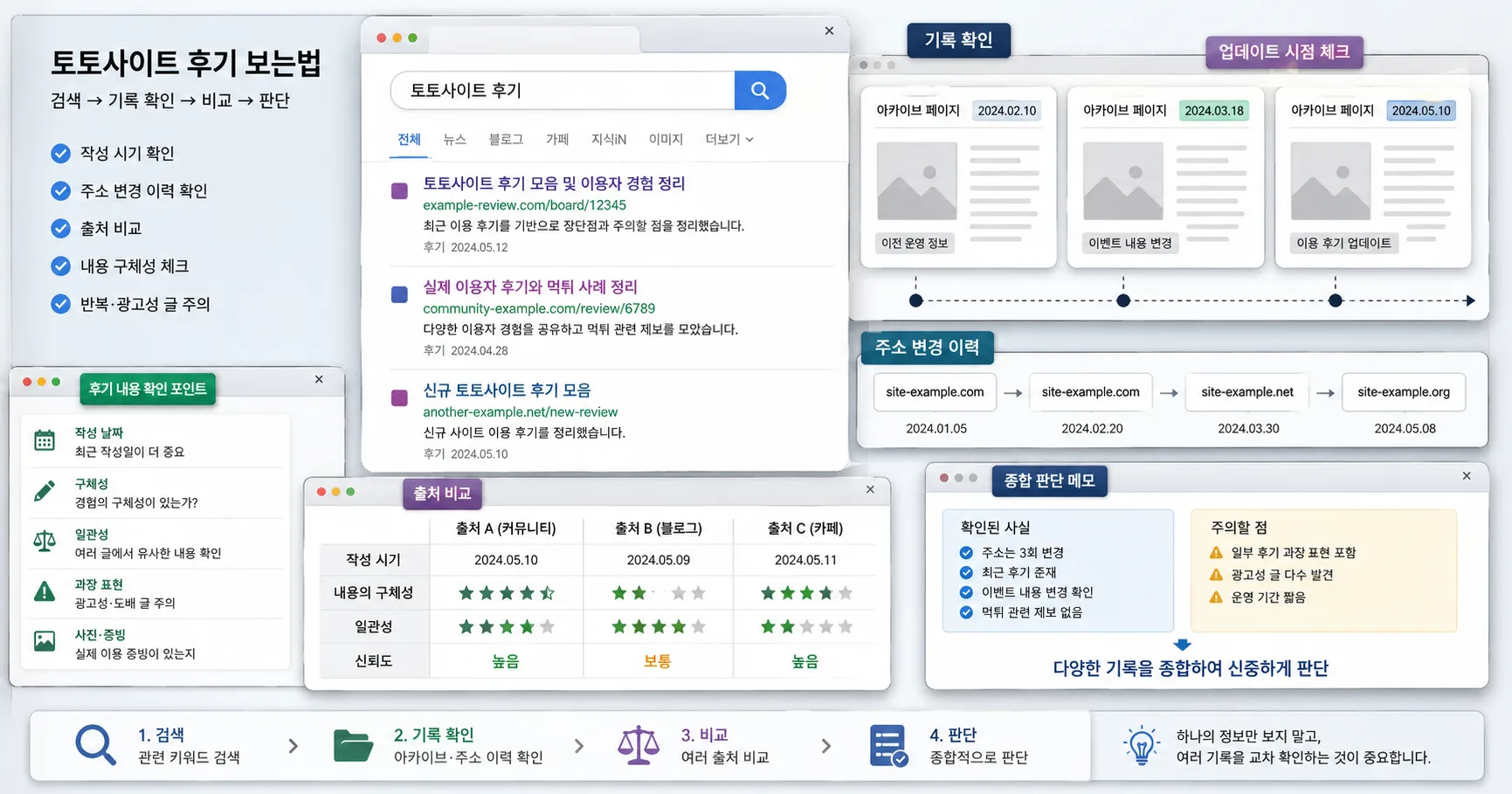 토토사이트 후기 보는법 핵심 확인 흐름을 정리한 정보 이미지